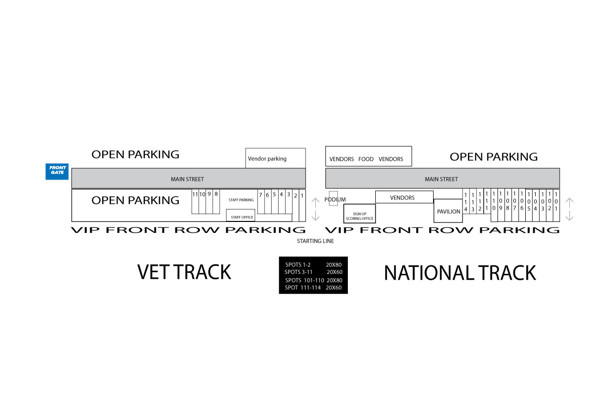 Official Cactus State MX fence-line parking map at Arizona Cycle Park